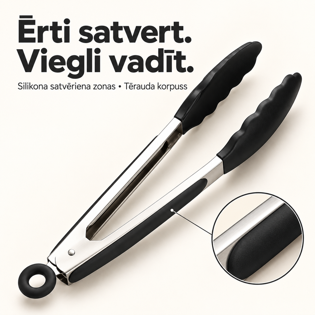 Ērts silikona rokturis un nerūsējošā tērauda korpuss